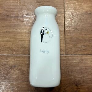 Beth Mueller milk jug pottery “Happily” signed 2005